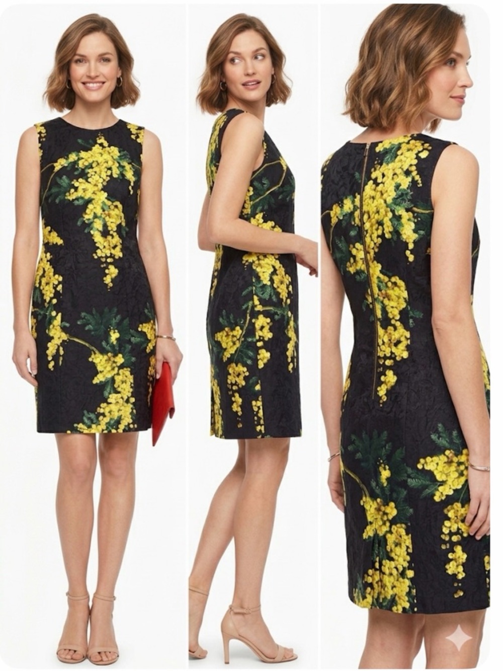 EUC Dolce & Gabbana Mimosa Print Brocade Shift Dress Size 44